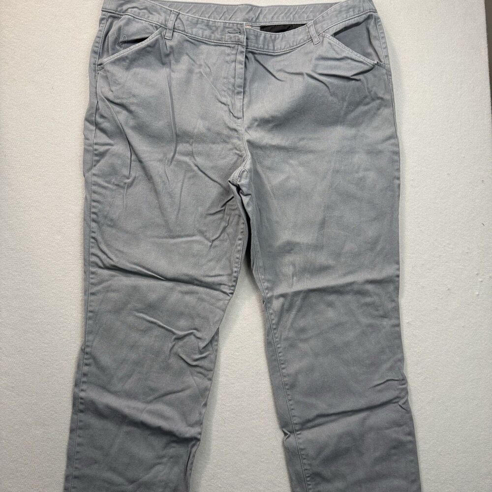 White Stag Women's Size 18 Average Gray Casual Pants Flat Front Chino Straight
